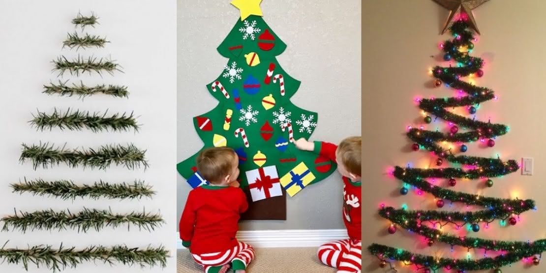 Minimalismo Natalino: Árvore de Galhos Secos Decorados na Parede - inspiração 1