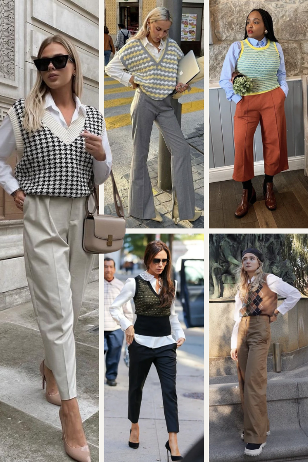 Sobreposição Mágica: Colete de Tricô com Vestidos - inspiração 1