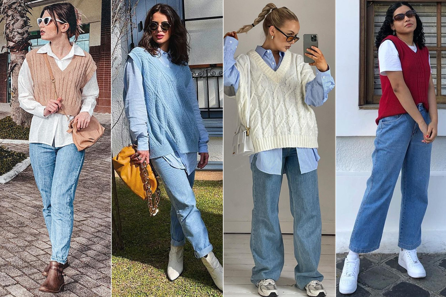 Camadas Sofisticadas: Colete de Tricô com Blusas de Manga Longa - inspiração 1