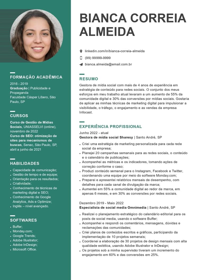 Resumo Profissional: A Primeira Impressão é a Que Fica - inspiração 1
