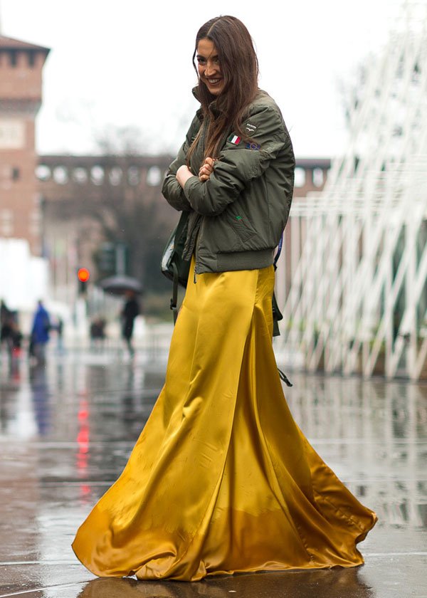 A Base do Contraste: Vestidos Fluidos e Jaquetas Estruturadas - inspiração 1