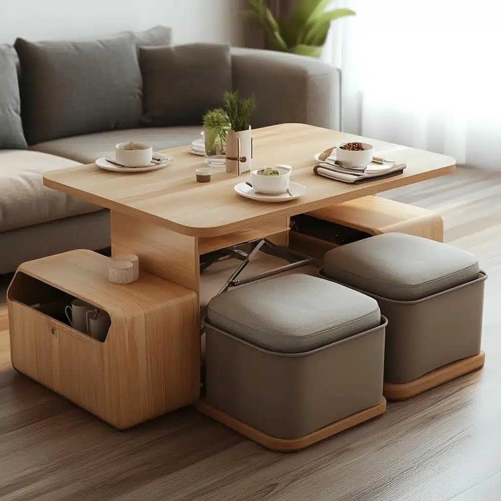 Pufes com baú: organização charmosa e assento extra para os amigos. - inspiração 1