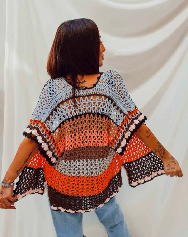 Quimono de Crochê Colorido: Alegria para os Seus Dias - inspiração 1