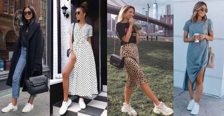 Tênis Branco e Vestidos: Uma Aliança Inesperada e Sofisticada - inspiração 2
