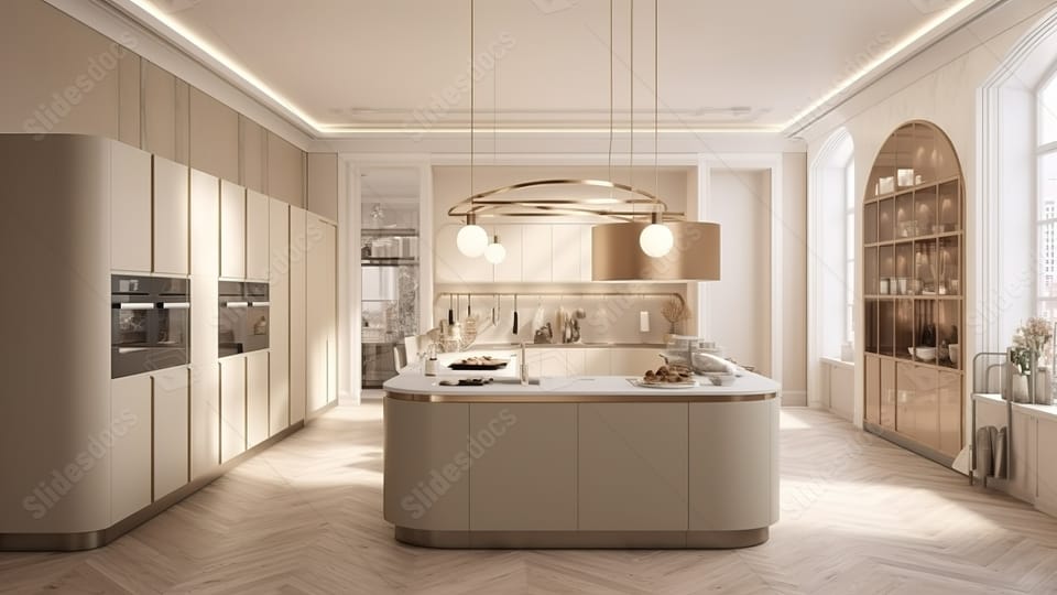 cozinha bege e cinza