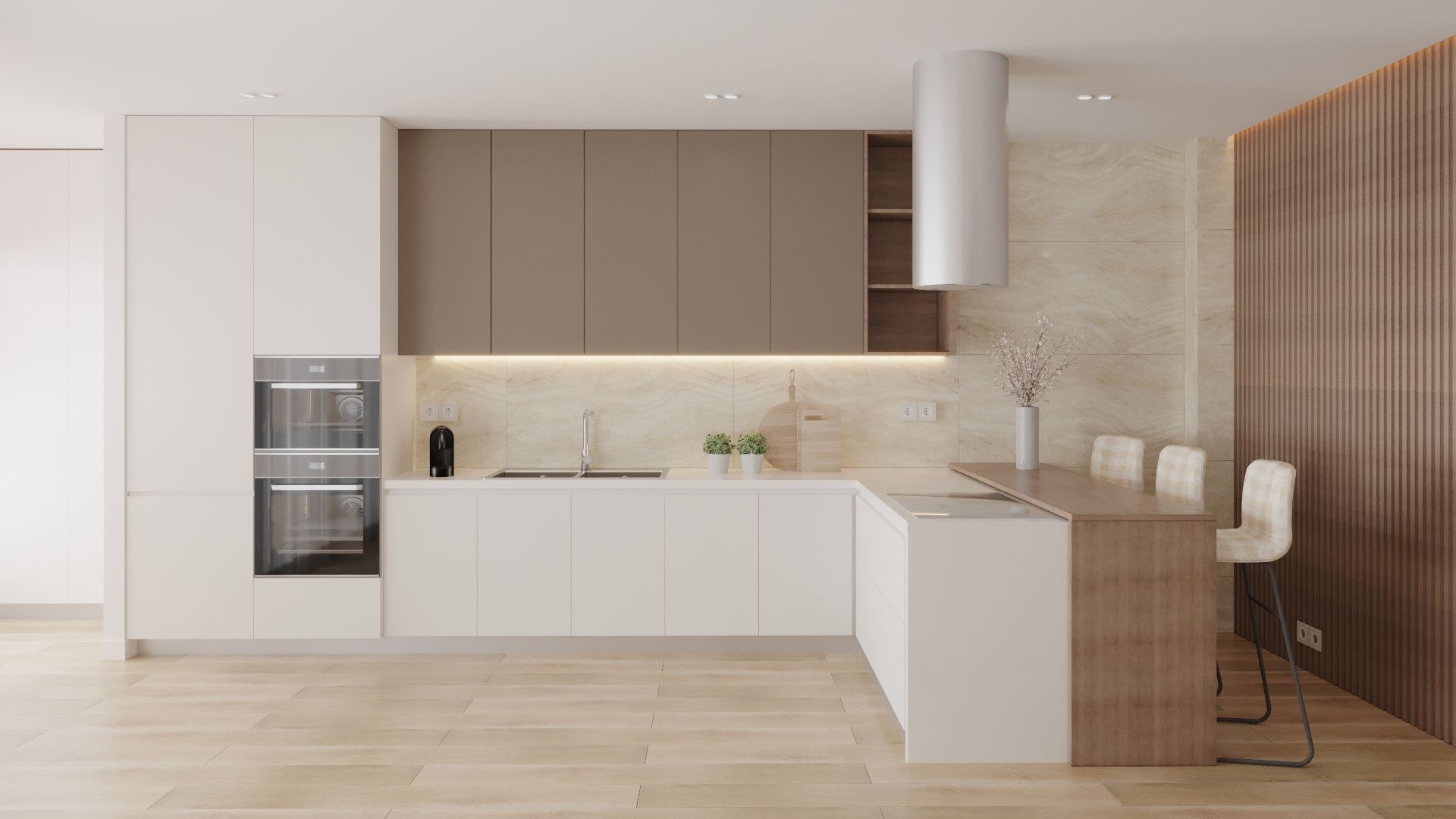 armário de cozinha bege