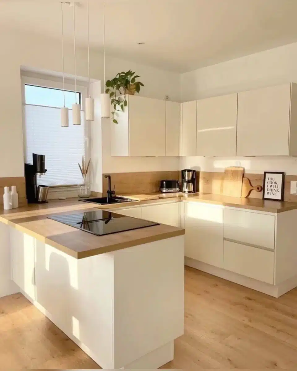 cozinha bege e cinza