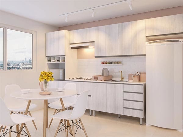 ideias decoração cozinha branca minimalista