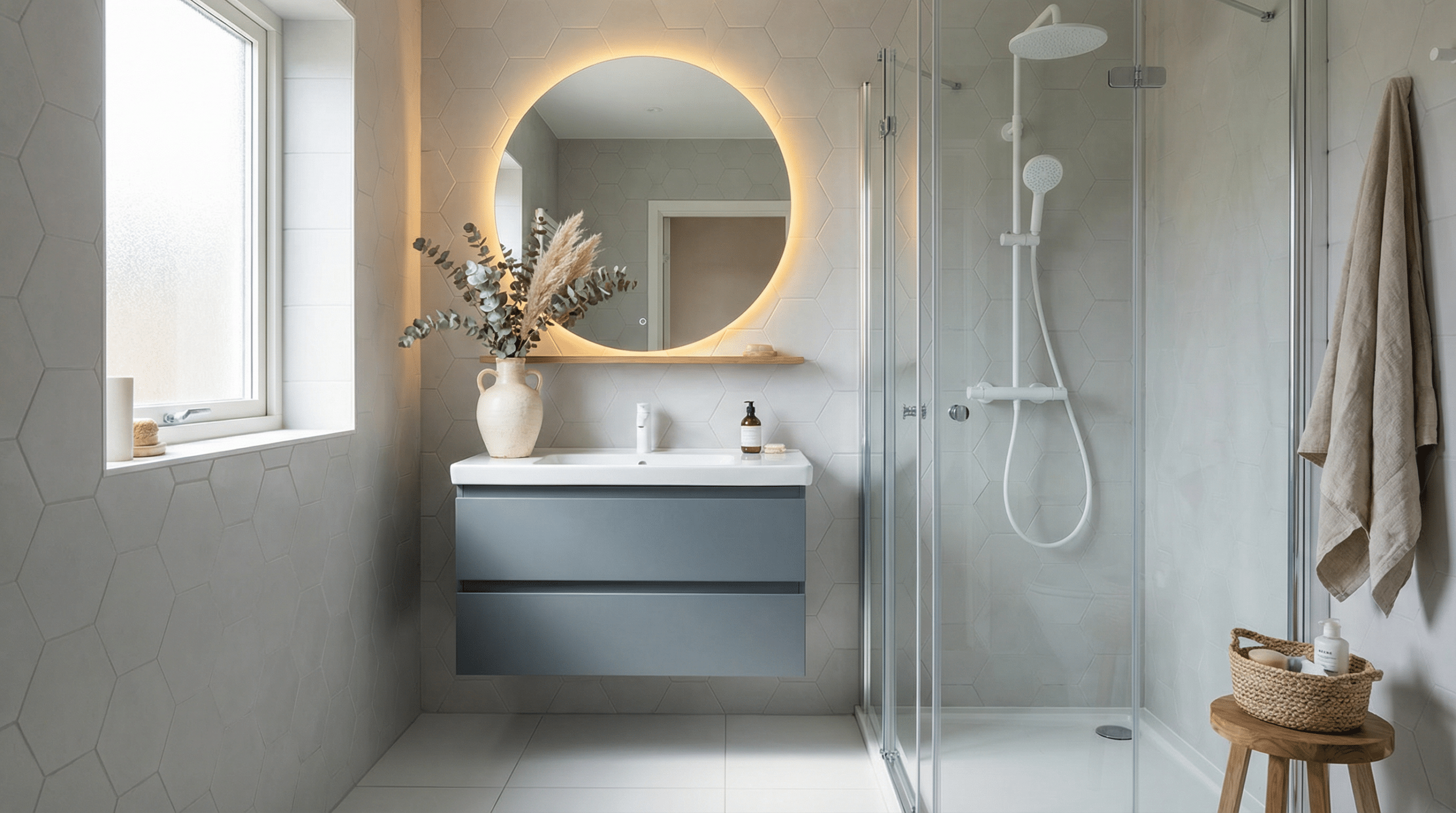 ampliar banheiro com espelhos e cores claras