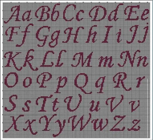 alfabeto em ponto cruz para toalhinha de boca