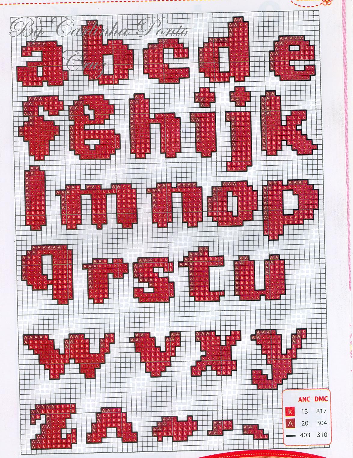 alfabeto em ponto cruz para toalhinha de boca