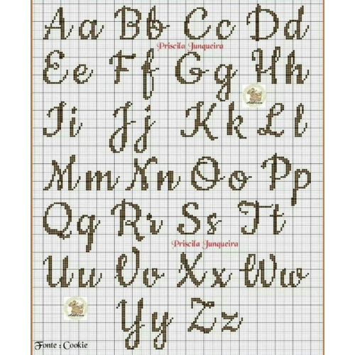 alfabeto em ponto cruz para toalhinha de boca