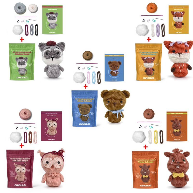 amigurumi de animais da floresta