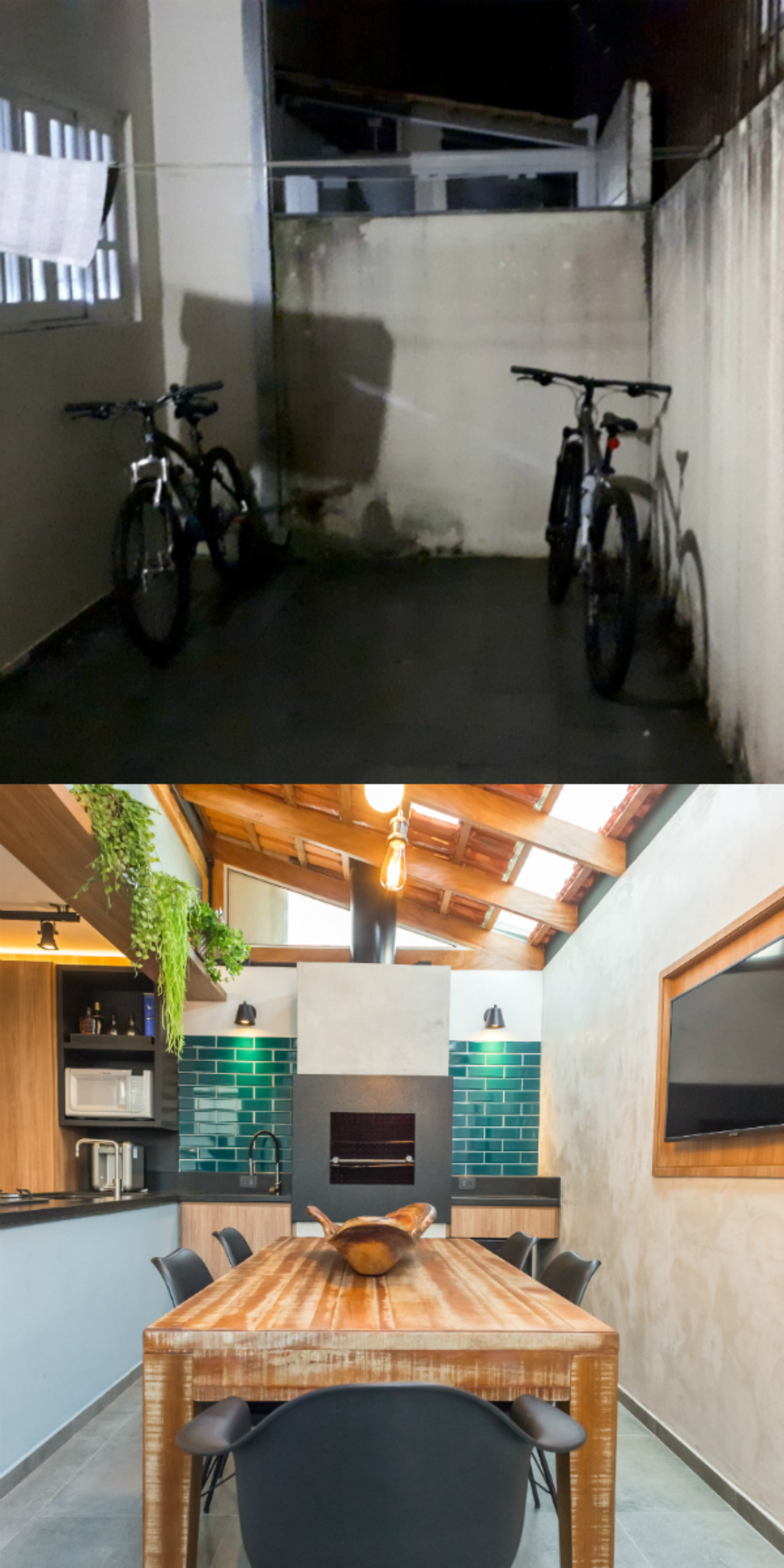 antes e depois area gourmet pequena