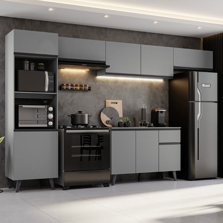 armario de cozinha cinza