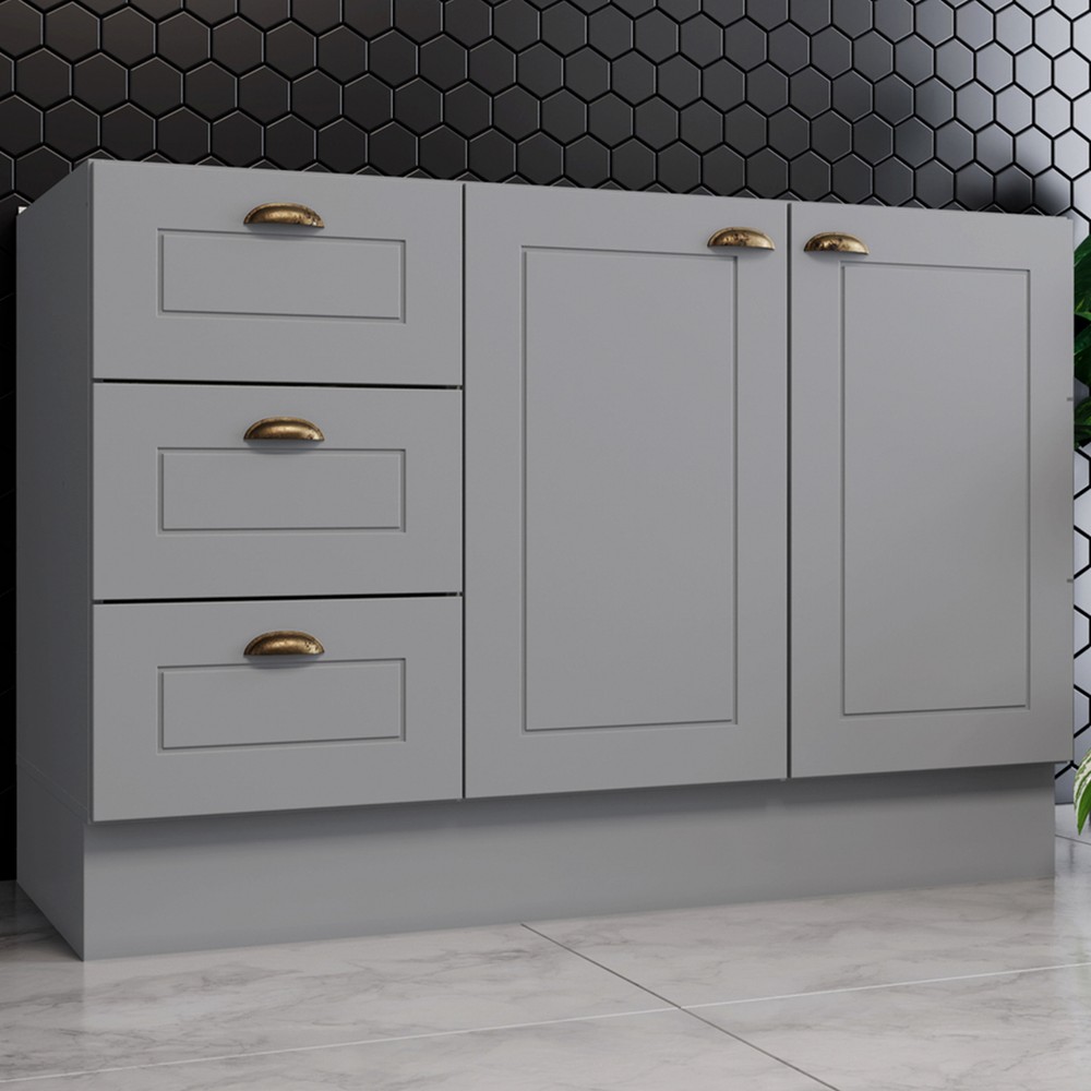 armario de cozinha cinza