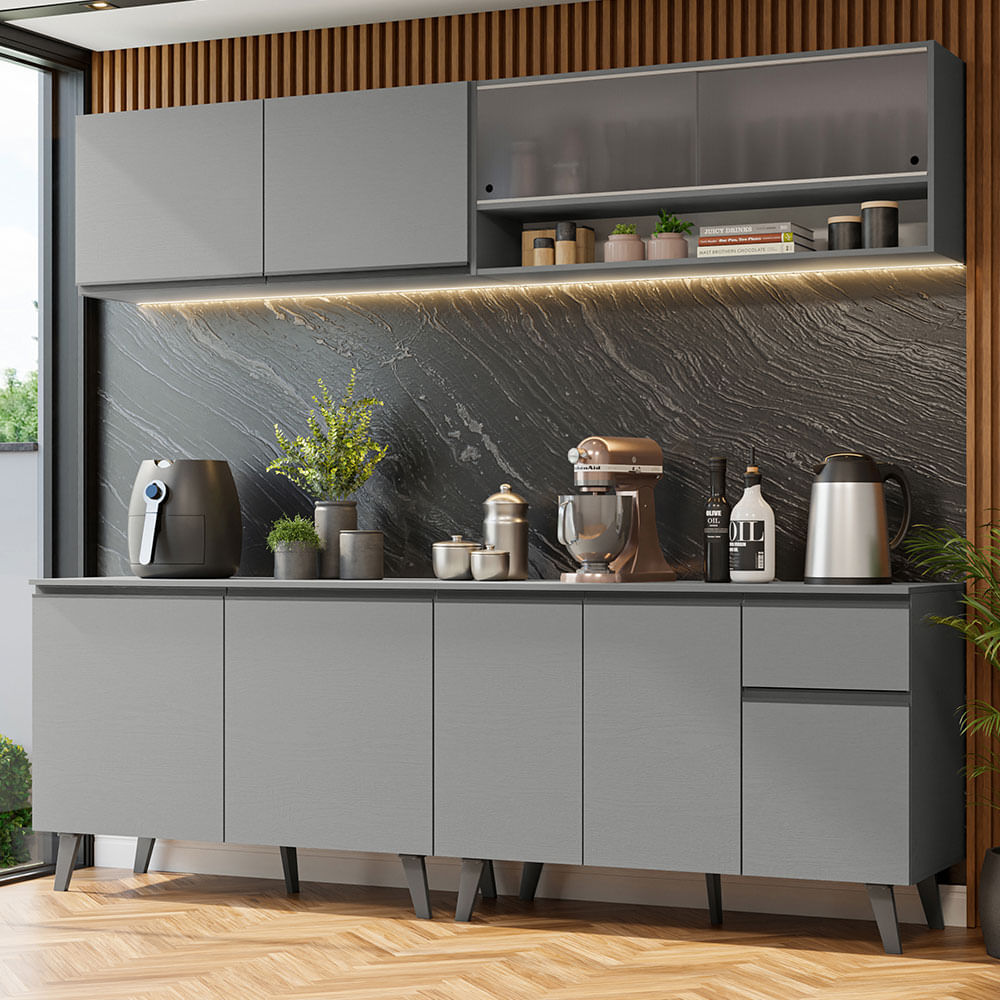 orçamento cozinha planejada cinza pequena