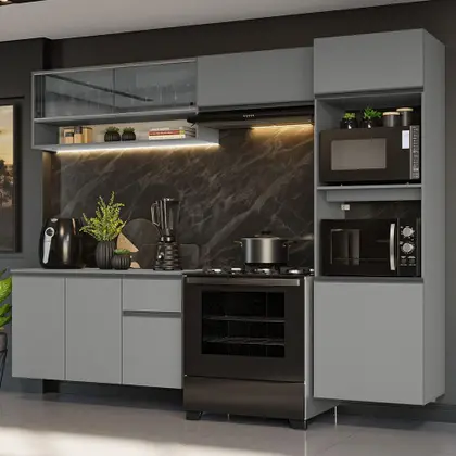 preço armário de cozinha cinza planejado