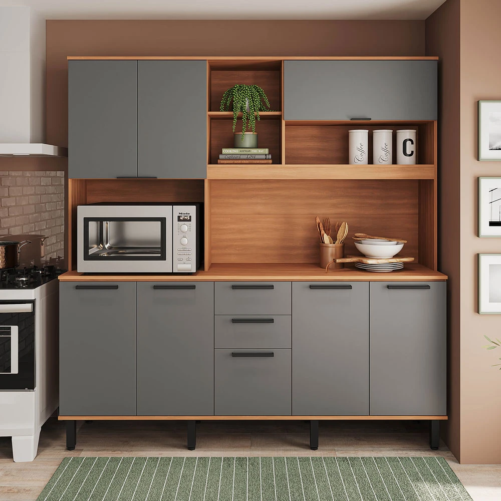 valor m² móveis de cozinha cinza sob medida