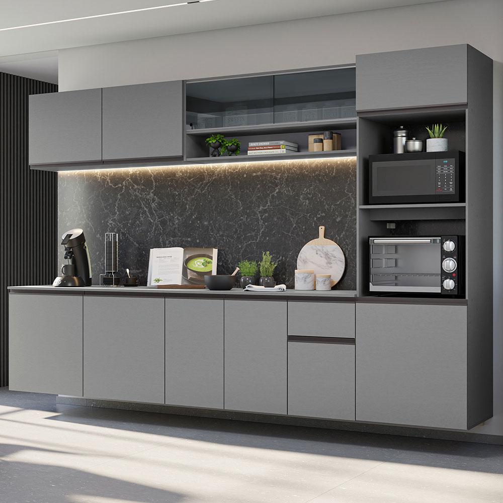 valor m² móveis de cozinha cinza sob medida