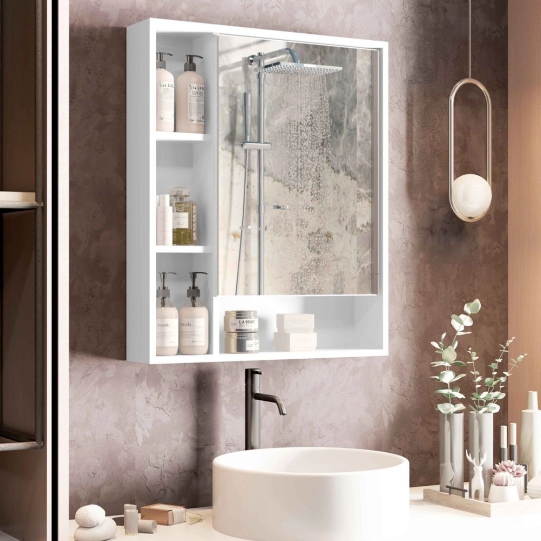 espelheira para banheiro pequeno com nichos