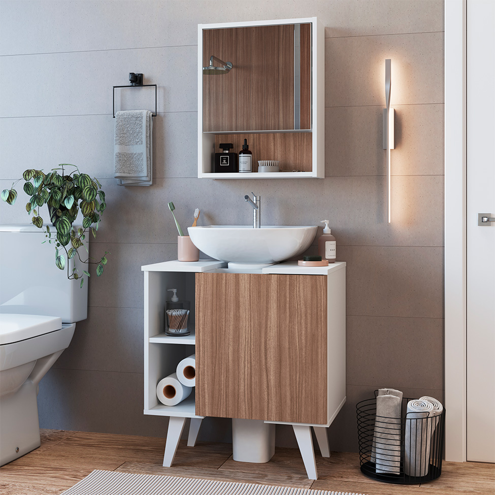 como escolher armário de banheiro com espelho