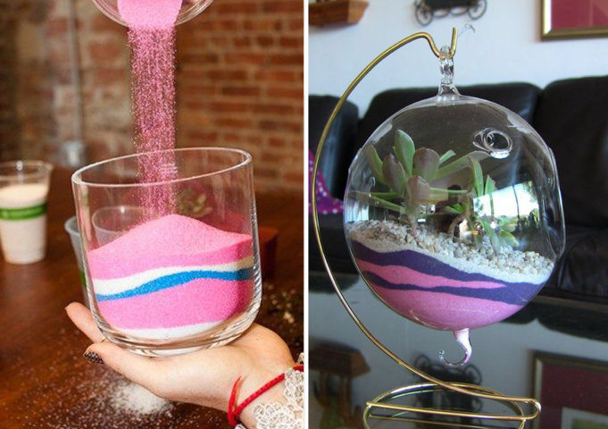 como fazer areia colorida para artesanato