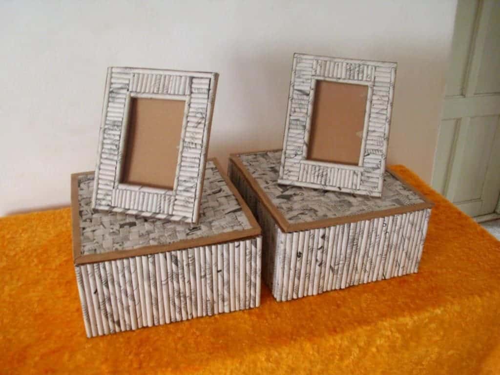 artesanato com revistas enroladas