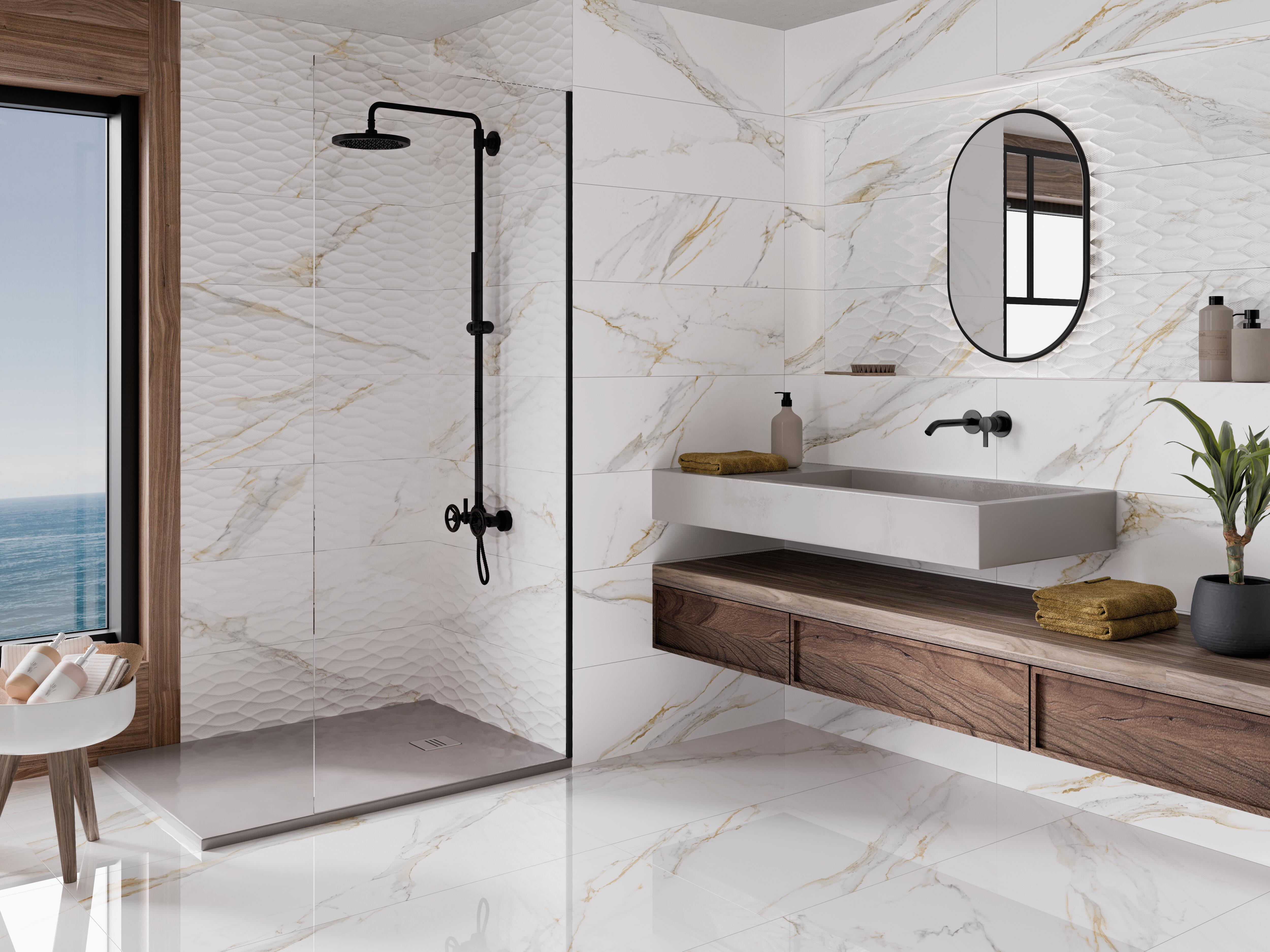 formatos de porcelanato para banheiros modernos