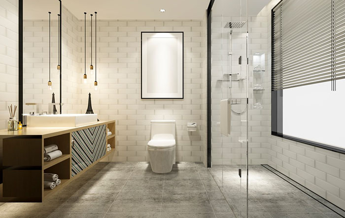 formatos de porcelanato para banheiros modernos