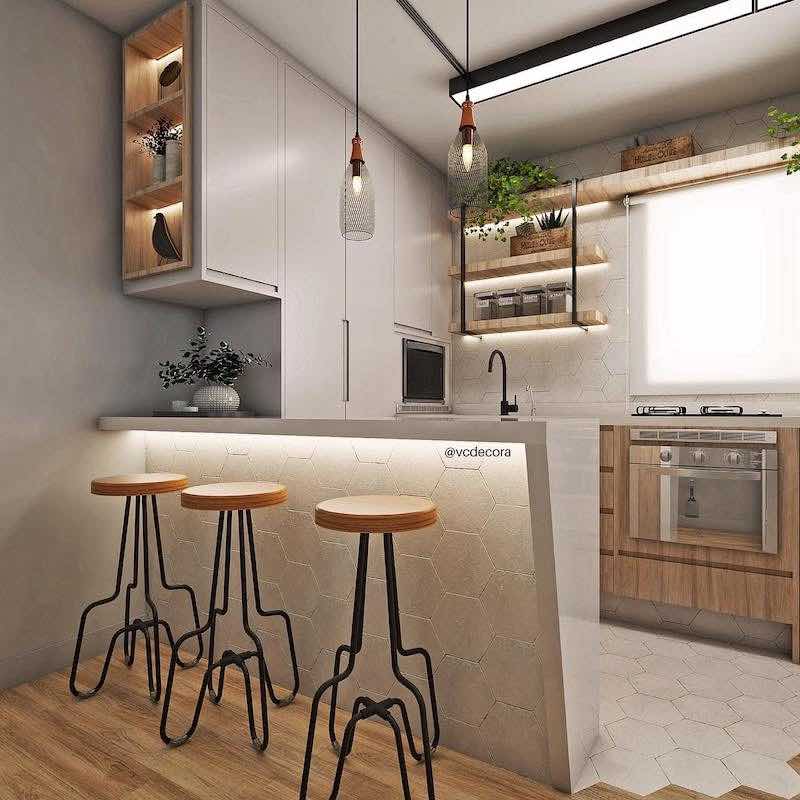 balcão cozinha americana granito ou porcelanato