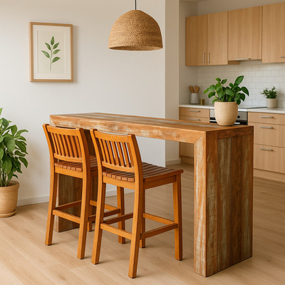 bancada de cozinha de madeira de demolicao