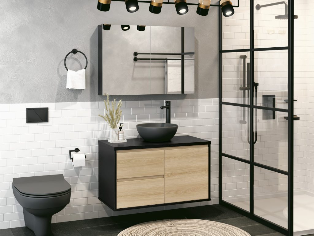 custo medio banheiro industrial preto fosco