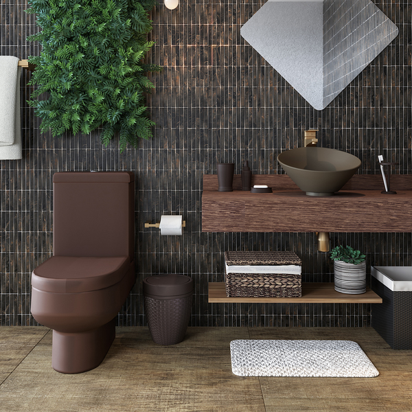 banheiro com decoracao industrial com pintura preta fosca