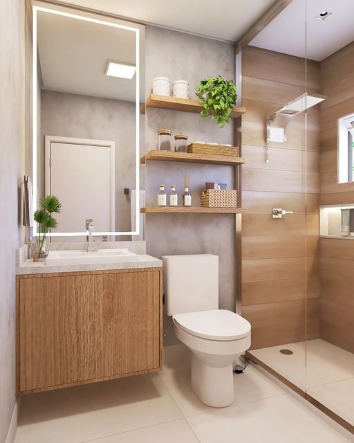 uso de madeira em banheiro