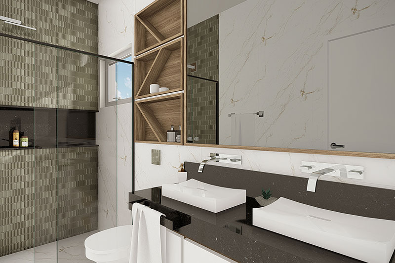 como otimizar espaço banheiro com duas pias