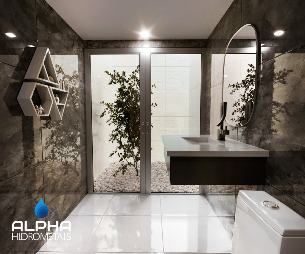 como fazer jardim de inverno no banheiro