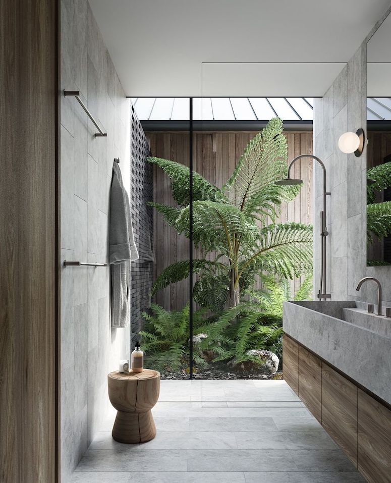 como fazer jardim de inverno no banheiro