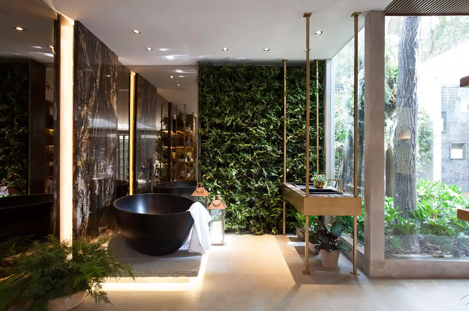 banheiro estilo spa com plantas