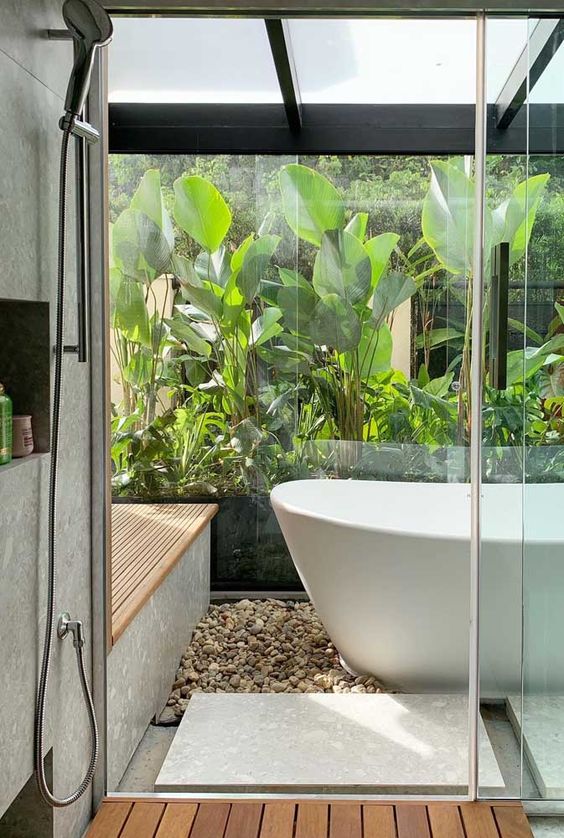 decoração banheiro com plantas