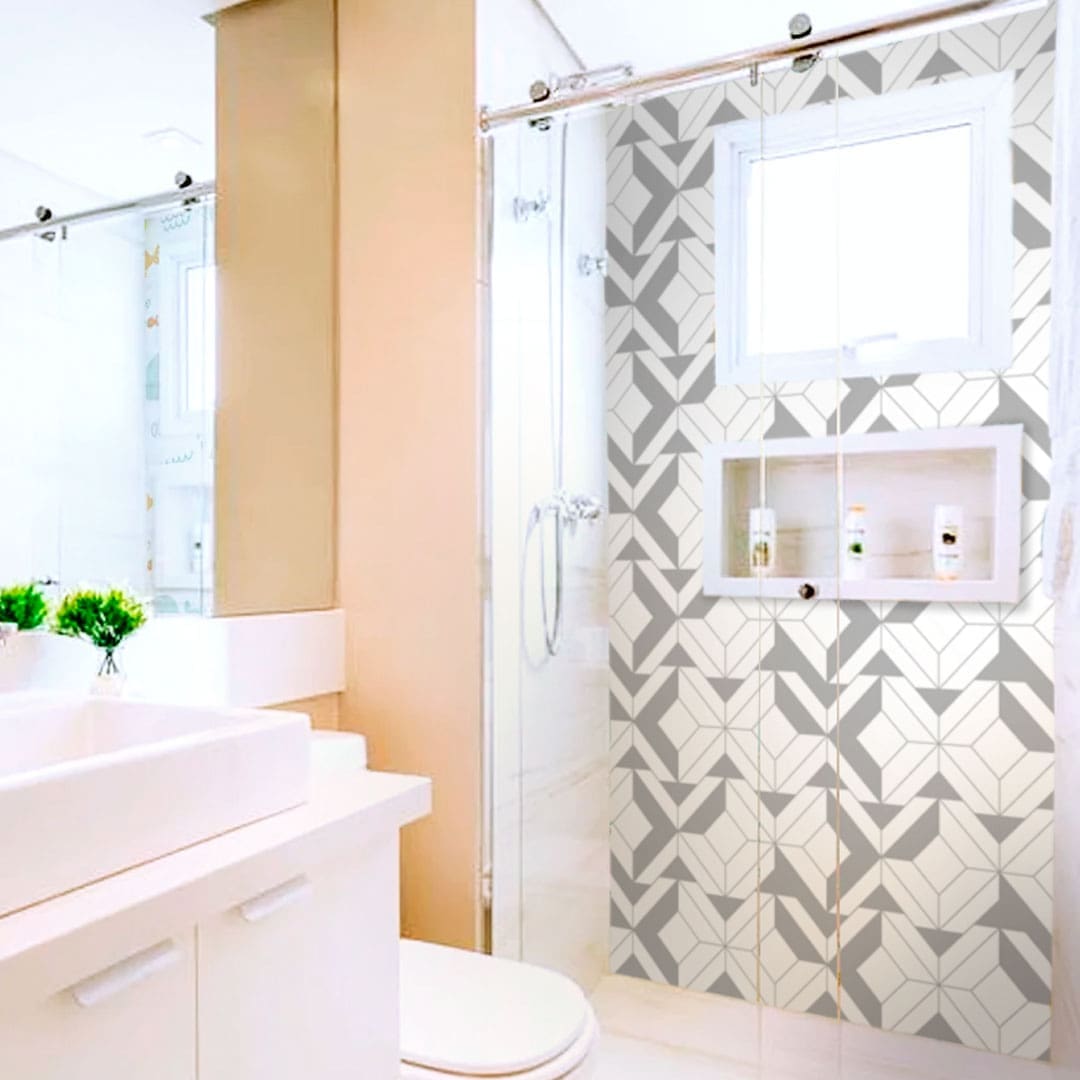 pintura geométrica banheiro moderno