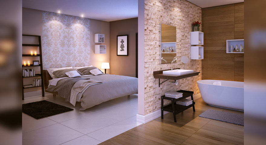 banheiro integrado ao quarto