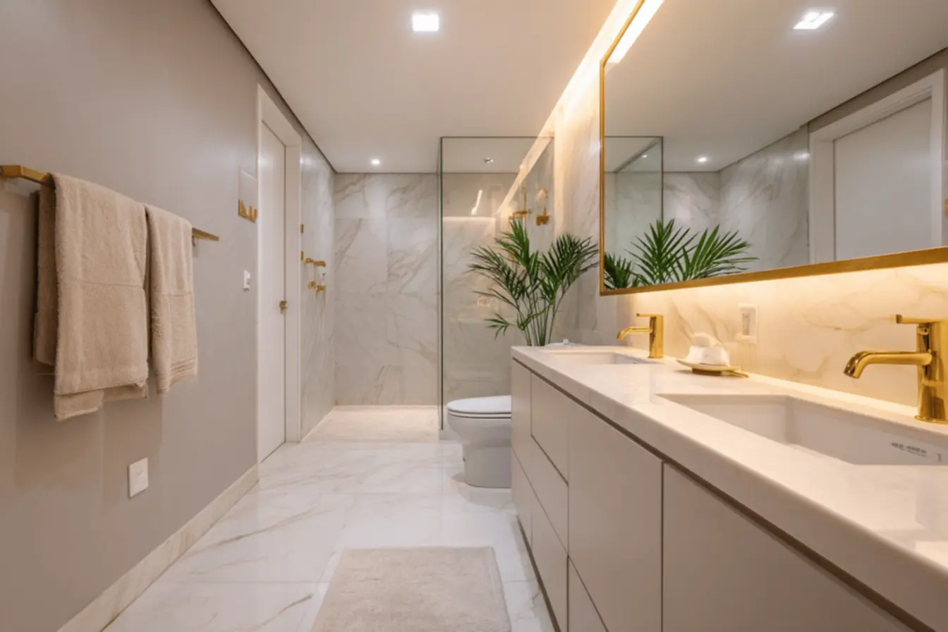 banheiro integrado quarto estética e funcionalidade