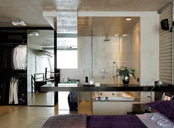 como fazer um banheiro aberto para o quarto