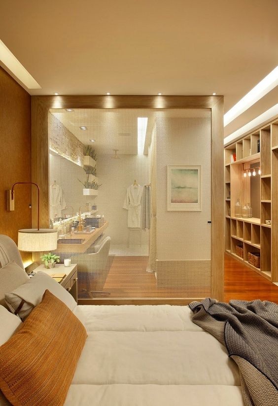 como fazer um banheiro aberto para o quarto