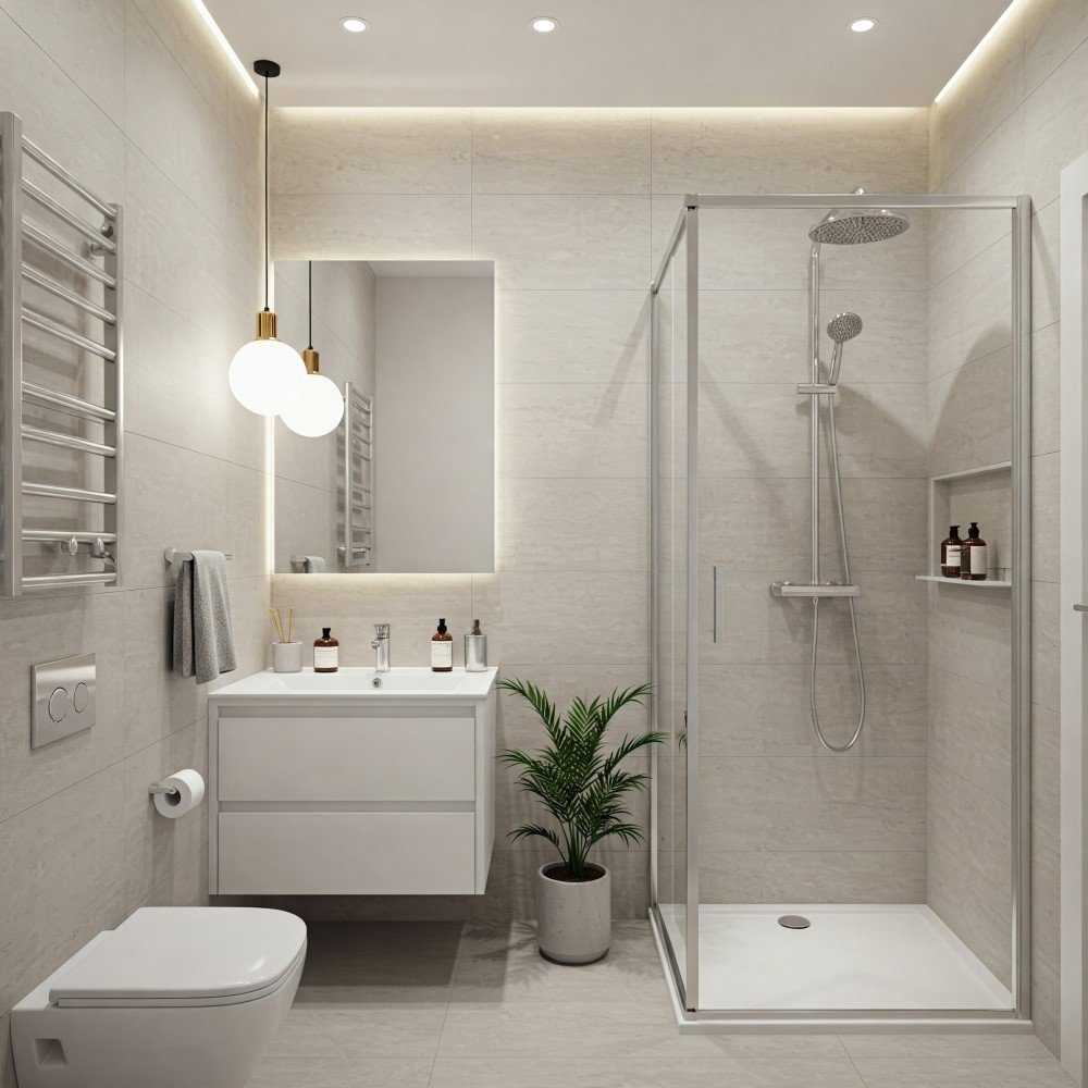 organização de banheiro simples e elegante