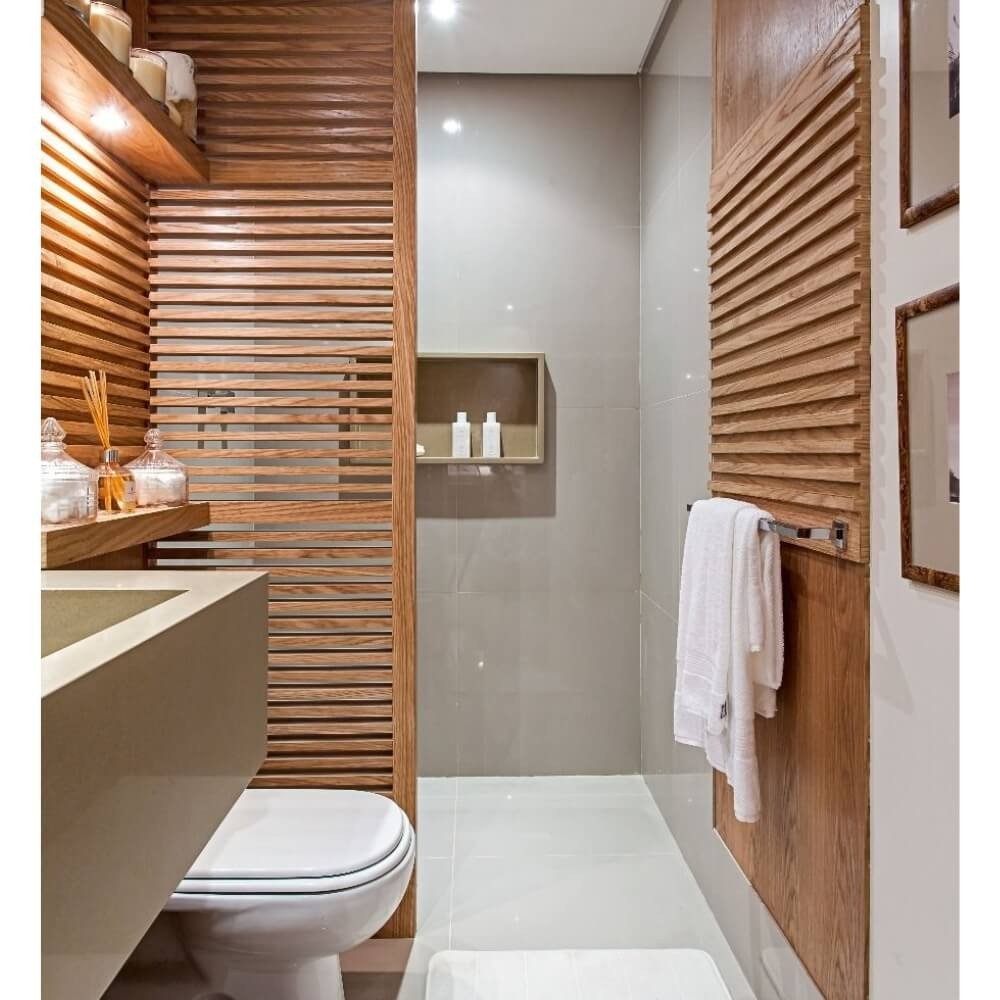 organização de banheiro simples e elegante