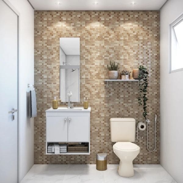 como deixar banheiro pequeno mais elegante