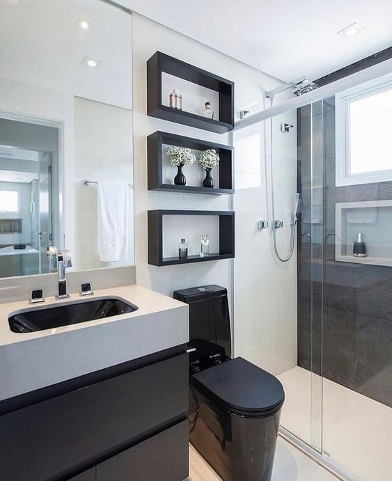 5 Dicas para um Banheiro Preto e Branco Minimalista