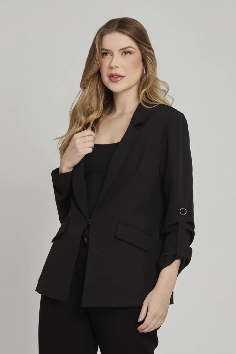 blazer preto feminino alongado looks